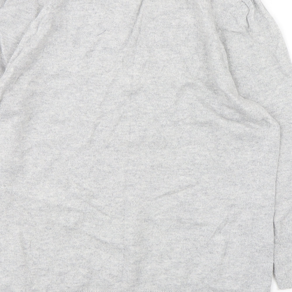 Monsoon Womens Grey Round Neck  Cotton Pullover Jumper Size M