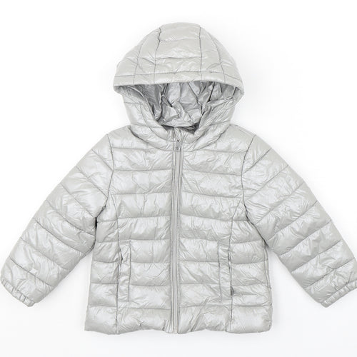 Minoti Baby Silver   Puffer Jacket Coat Size 18-24 Months