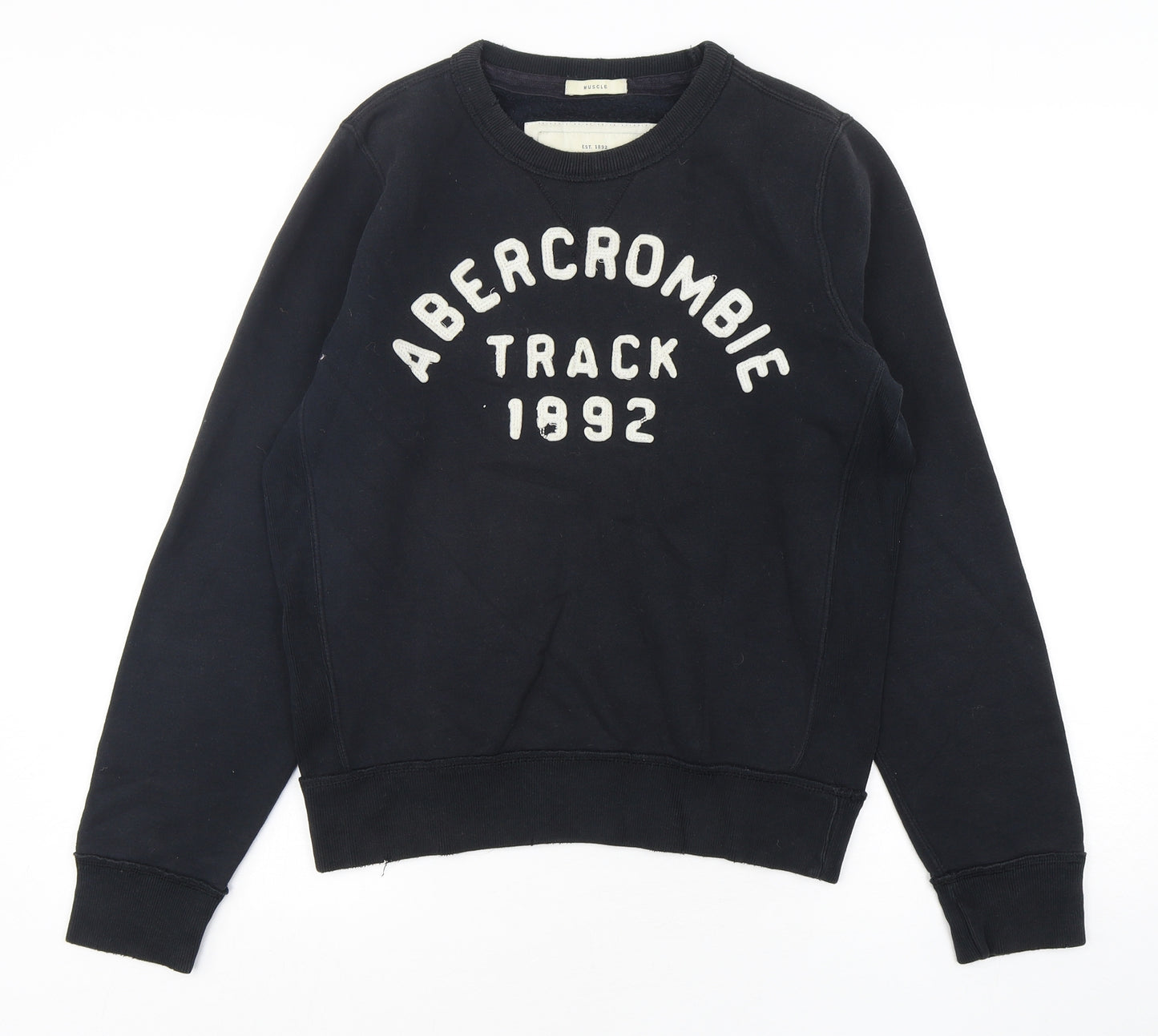Abercrombie & Fitch Mens Black  Cotton Pullover Sweatshirt Size S