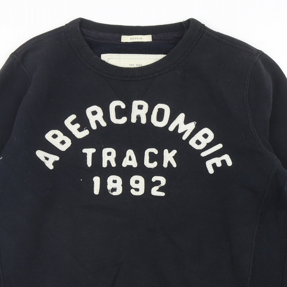 Abercrombie & Fitch Mens Black  Cotton Pullover Sweatshirt Size S