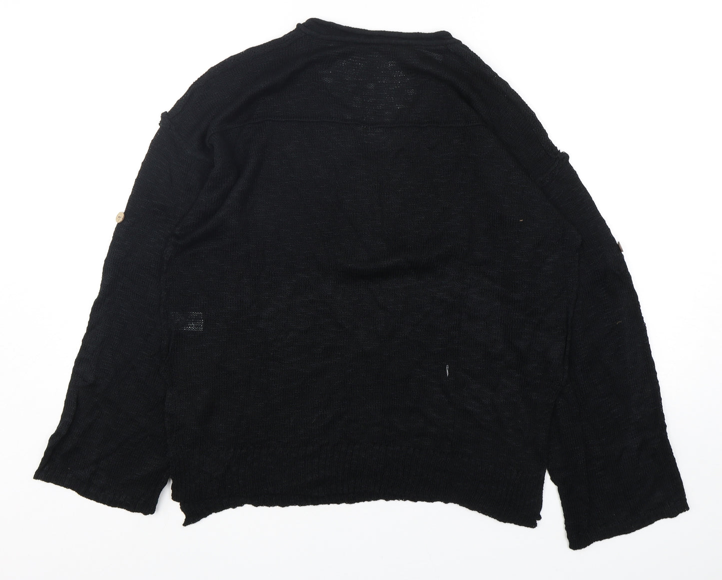 Preworn Womens Black V-Neck  Acrylic Pullover Jumper Size M