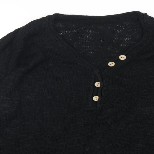 Preworn Womens Black V-Neck  Acrylic Pullover Jumper Size M