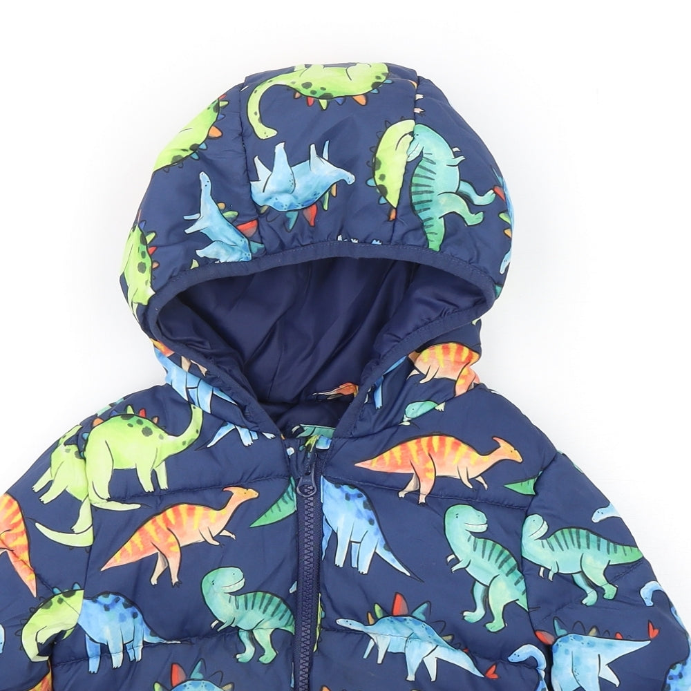TU Boys Multicoloured Geometric  Puffer Jacket Coat Size 3-4 Years   - Dinosaur Print