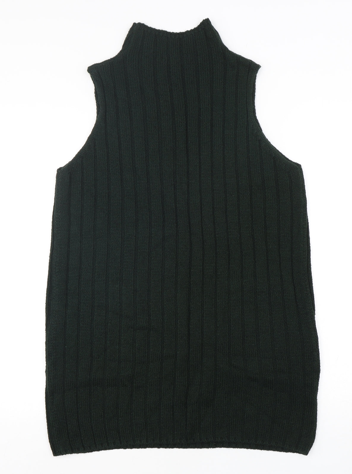 TU Womens Green Mock Neck  Acrylic Vest Jumper Size 16