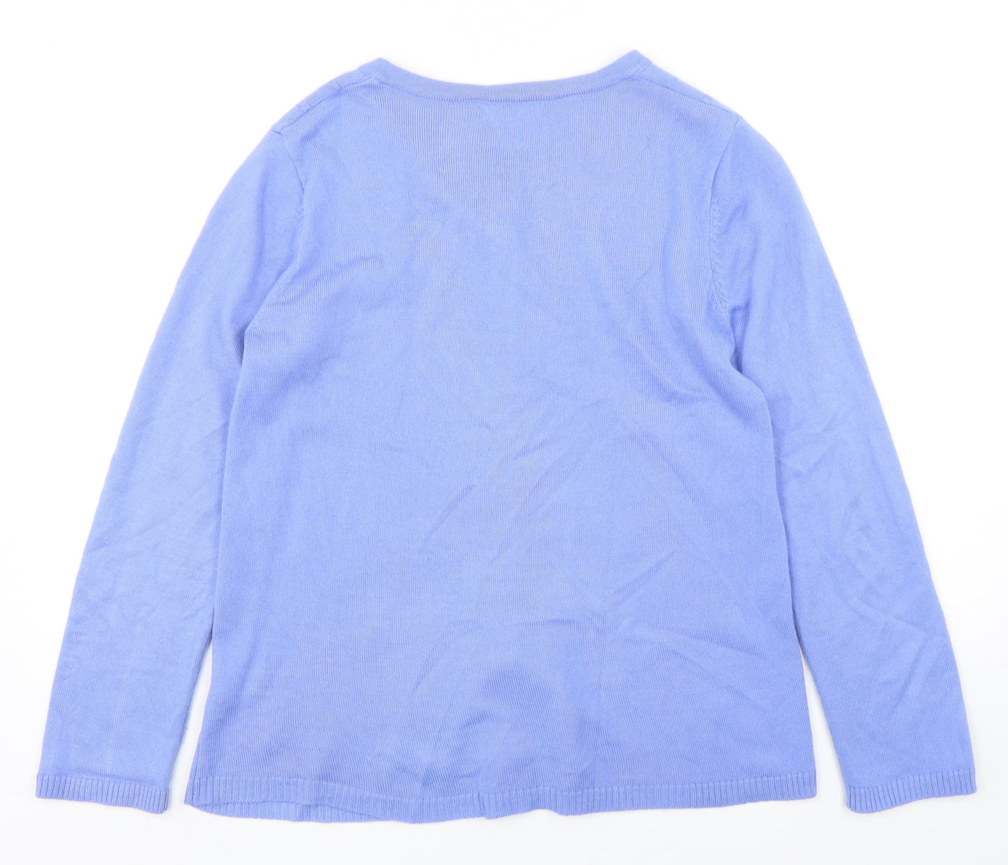 Charmance Womens Blue Round Neck  Acrylic Cardigan Jumper Size 14
