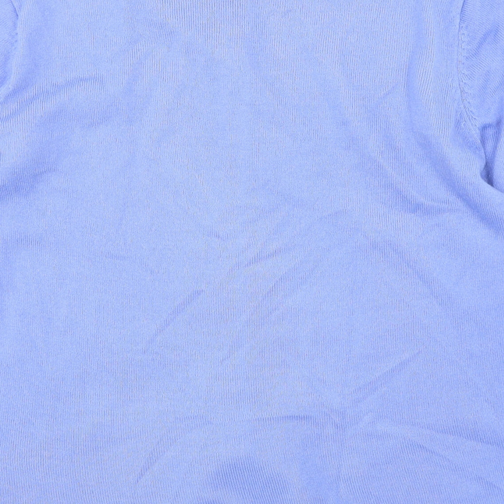 Charmance Womens Blue Round Neck  Acrylic Cardigan Jumper Size 14
