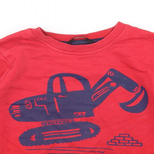 George Boys Red  Cotton Pullover Sweatshirt Size 5-6 Years  Pullover - Digger
