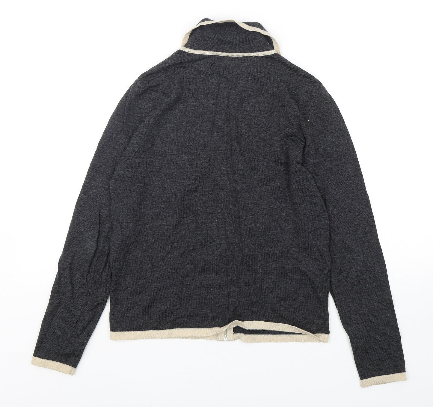 Laura Ashley Womens Grey Collared  Wool Cardigan Jumper Size M