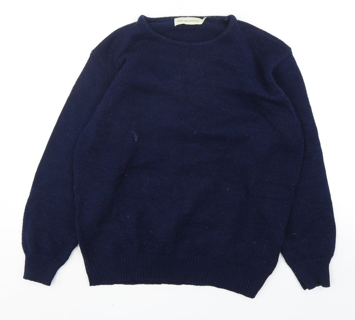 Holmewood Womens Blue Round Neck  Acrylic Pullover Jumper Size 14