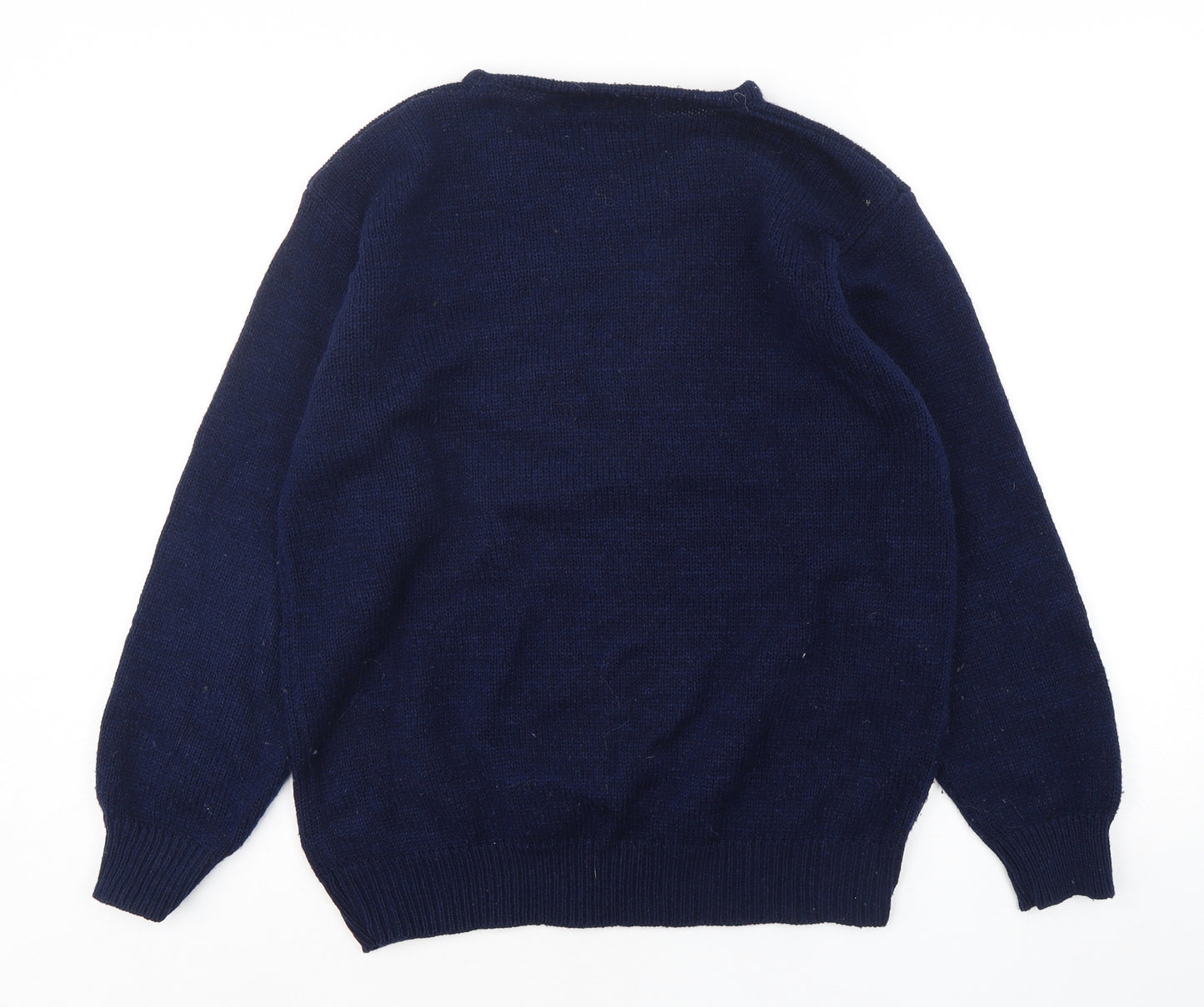 Holmewood Womens Blue Round Neck  Acrylic Pullover Jumper Size 14