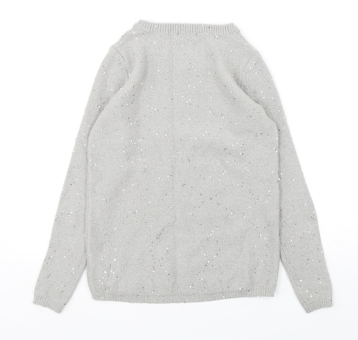 M&Co Womens Grey Round Neck  Nylon Pullover Jumper Size 8