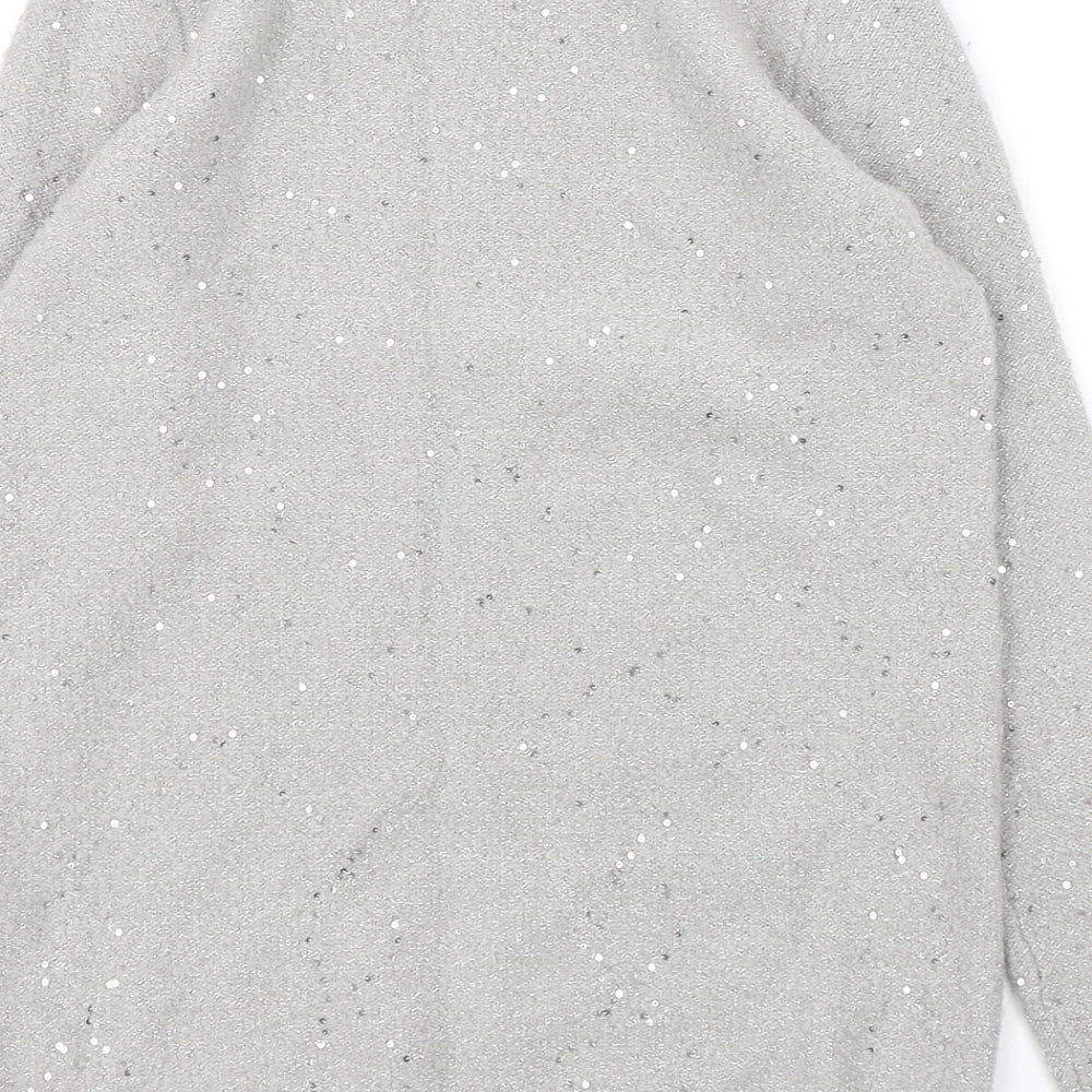 M&Co Womens Grey Round Neck  Nylon Pullover Jumper Size 8