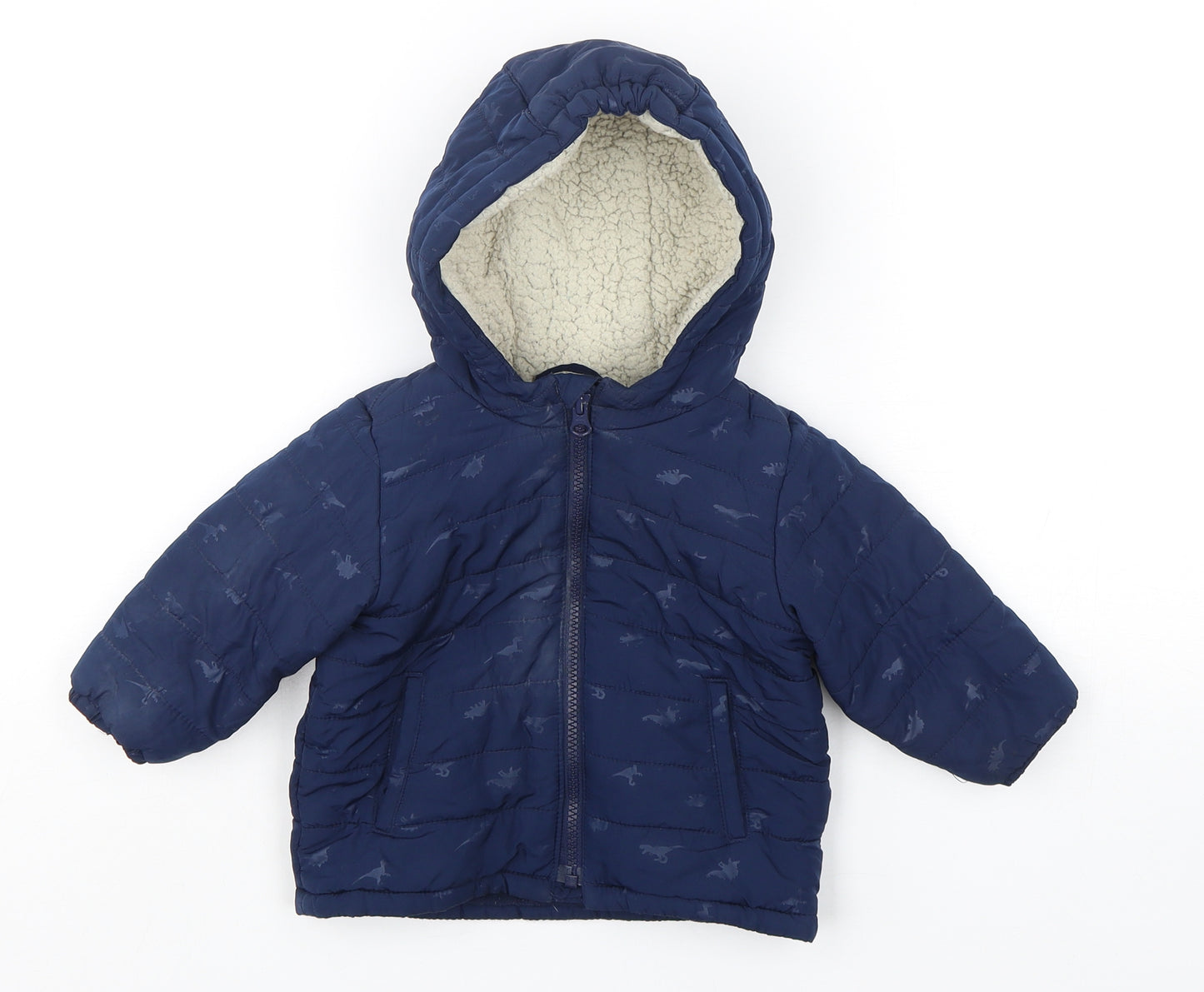 Gap Boys Blue Geometric  Puffer Jacket Coat Size 12-18 Months