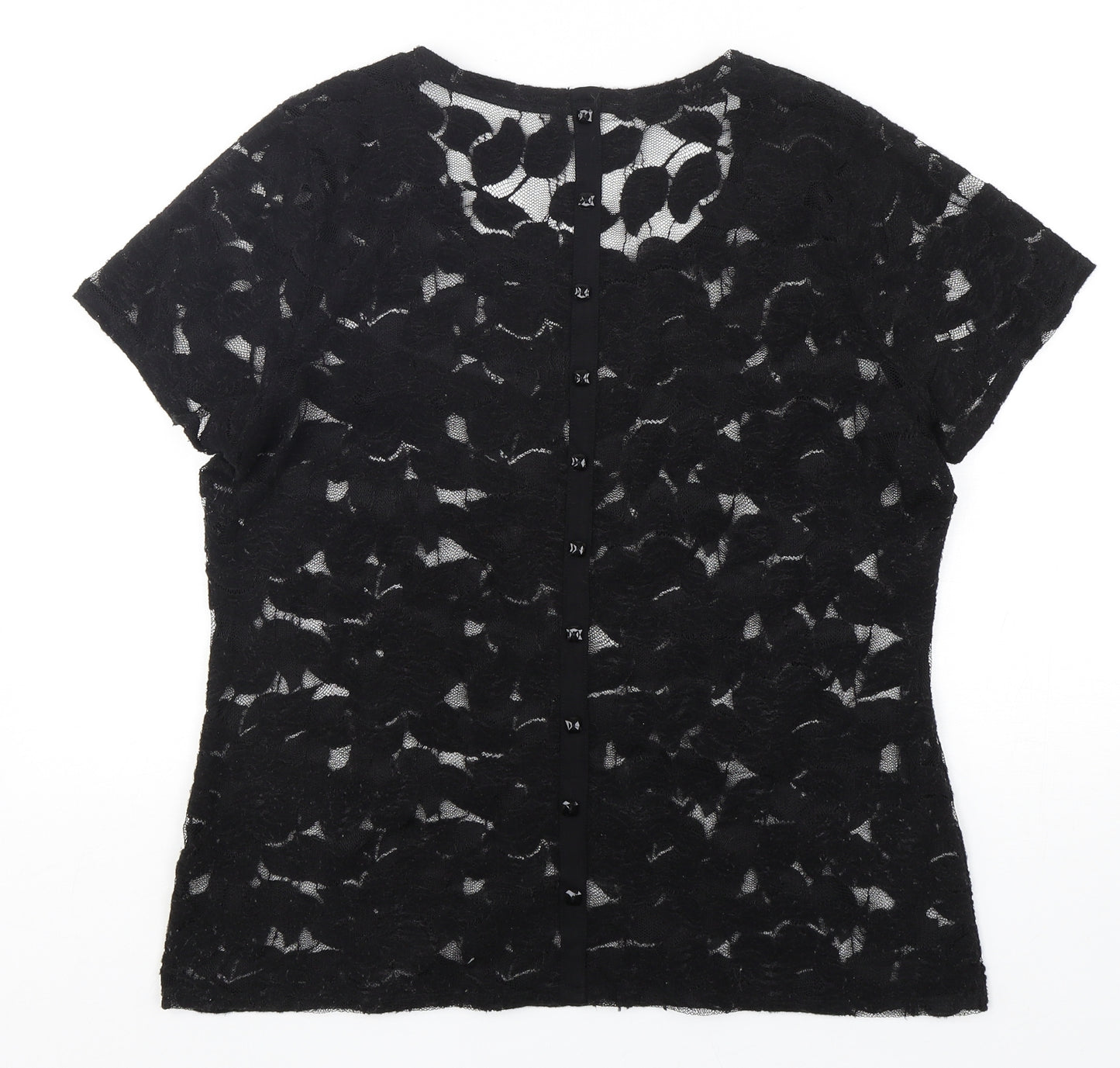 Per Una  Womens Black Round Neck  Polyester Pullover Jumper Size 18
