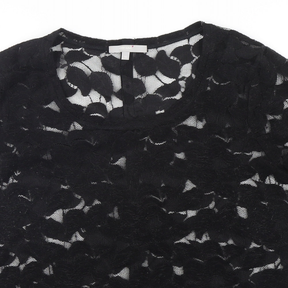 Per Una  Womens Black Round Neck  Polyester Pullover Jumper Size 18