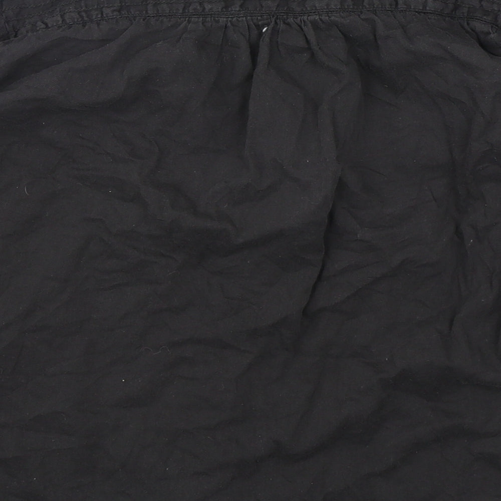 Fatface Womens Black  Cotton Basic Blouse Size 12 V-Neck