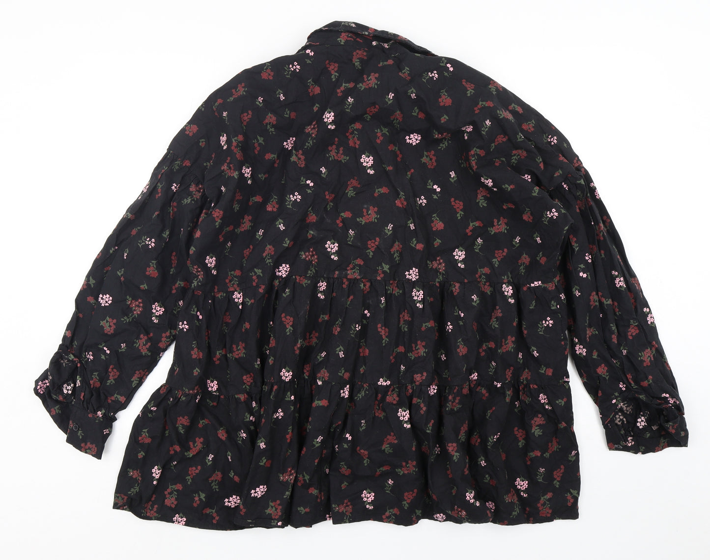 PEP&CO Womens Multicoloured Floral Cotton Basic Button-Up Size 18 Collared