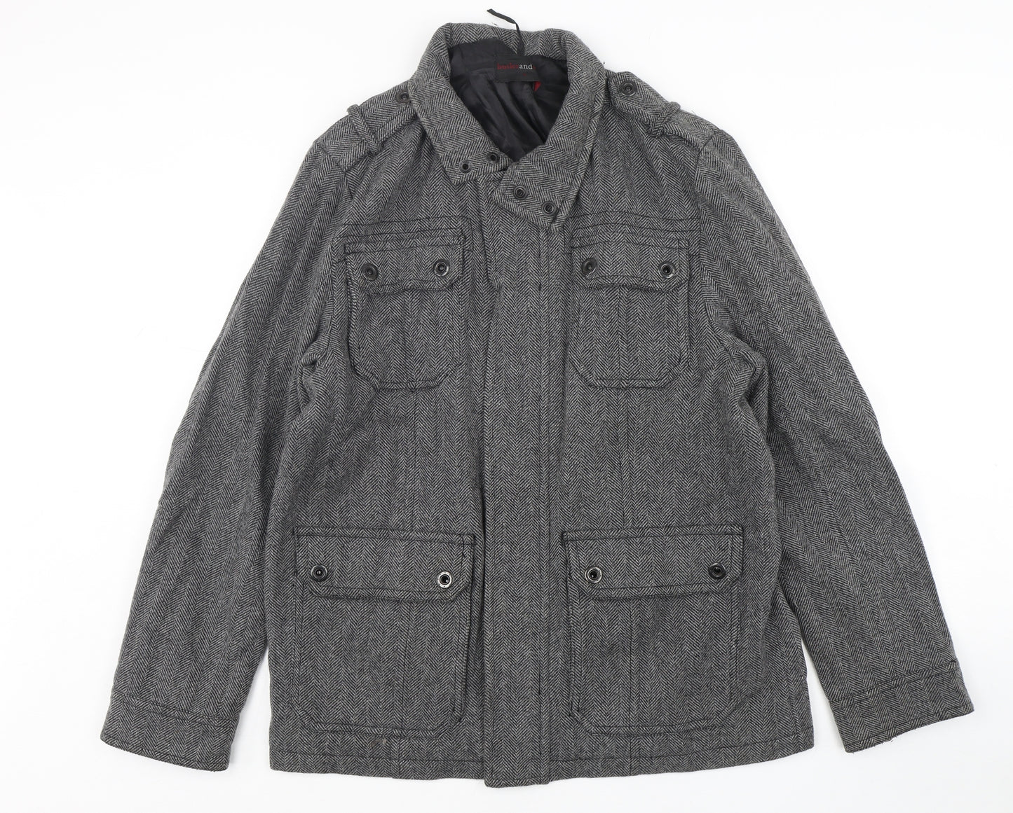 Butler And Webb Mens Grey   Overcoat Coat Size L