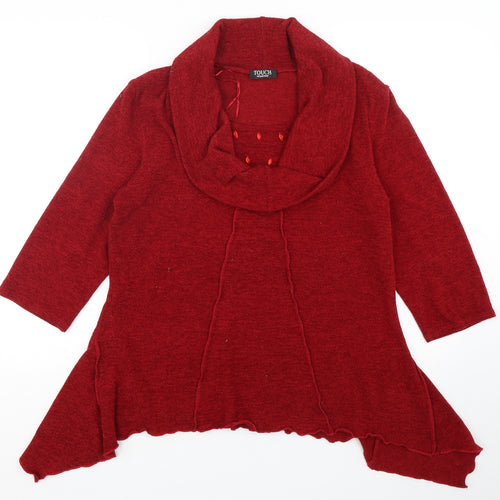 Touch Collection Womens Red Cowl Neck  Polyester Pullover Jumper Size 16