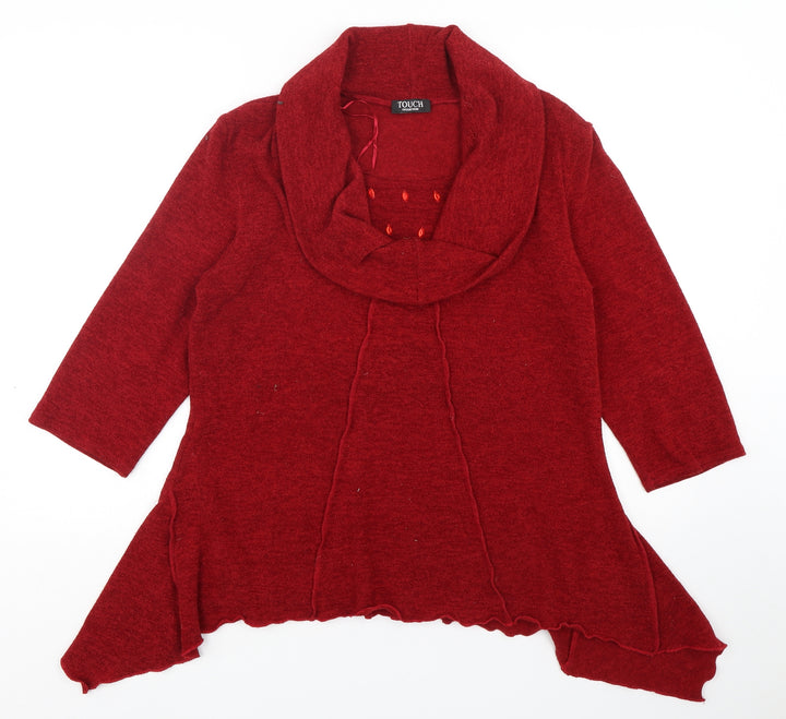 Touch Collection Womens Red Cowl Neck  Polyester Pullover Jumper Size 16