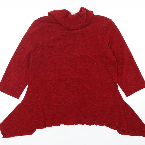 Touch Collection Womens Red Cowl Neck  Polyester Pullover Jumper Size 16