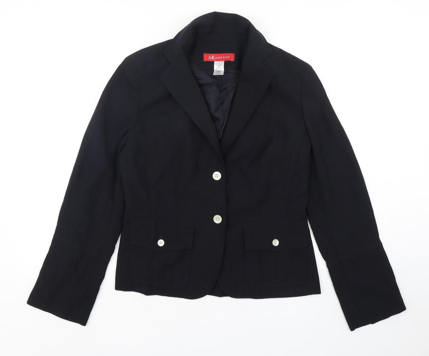 Anne Klein  Womens Black  Polyester Jacket Blazer Size 8