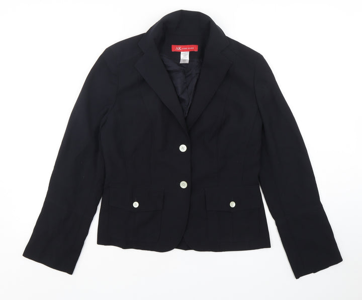 Anne Klein Womens Black Polyester Jacket Blazer Size 8
