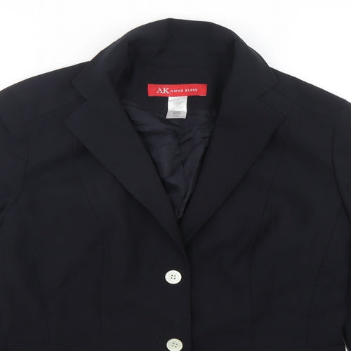 Anne Klein  Womens Black  Polyester Jacket Blazer Size 8