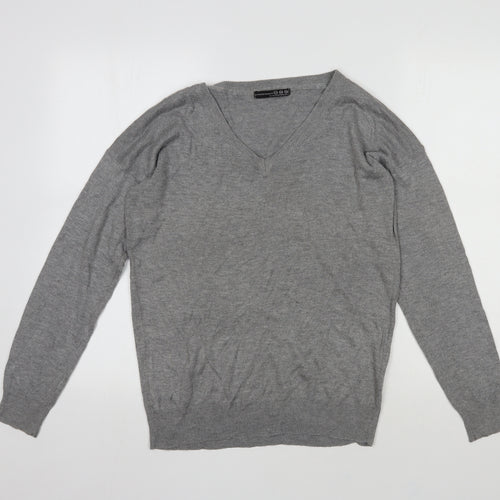 Primark Womens Grey Round Neck  Viscose Pullover Jumper Size 12