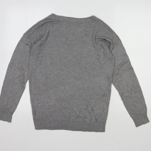 Primark Womens Grey Round Neck  Viscose Pullover Jumper Size 12