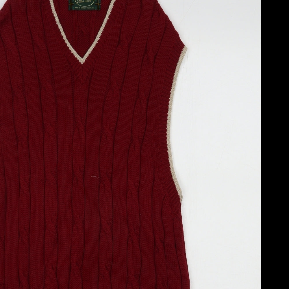 Peter Scott Mens Red  Cotton Vest Sweatshirt Size L