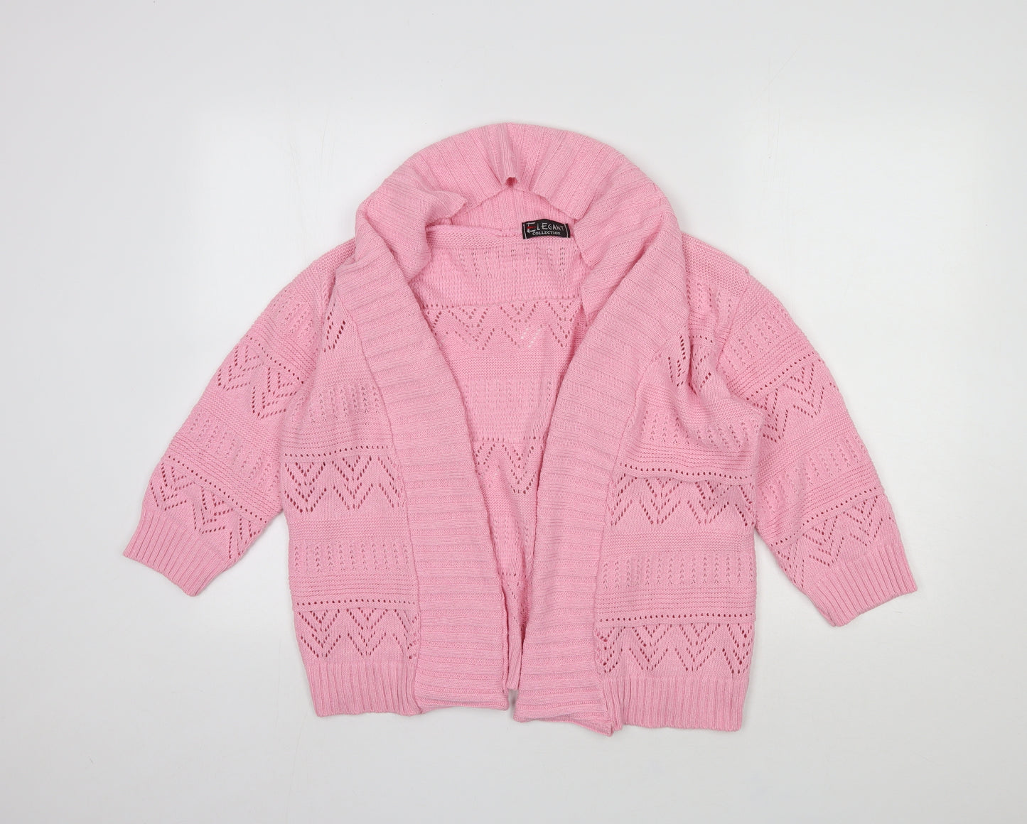 ELLEGANT COLLECTION Womens Orange Round Neck  Cotton Cardigan Jumper Size M