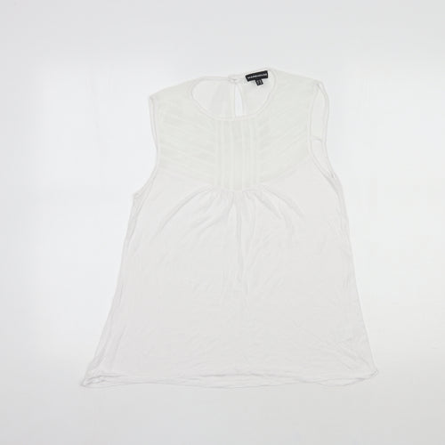 Warehouse Womens White  Viscose Basic Blouse Size 10 Round Neck