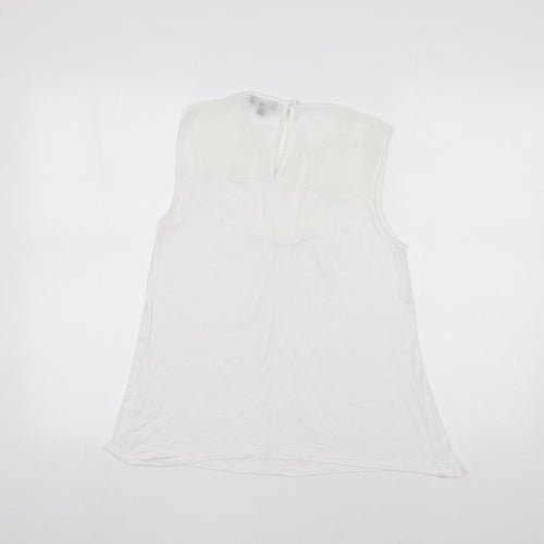 Warehouse Womens White  Viscose Basic Blouse Size 10 Round Neck