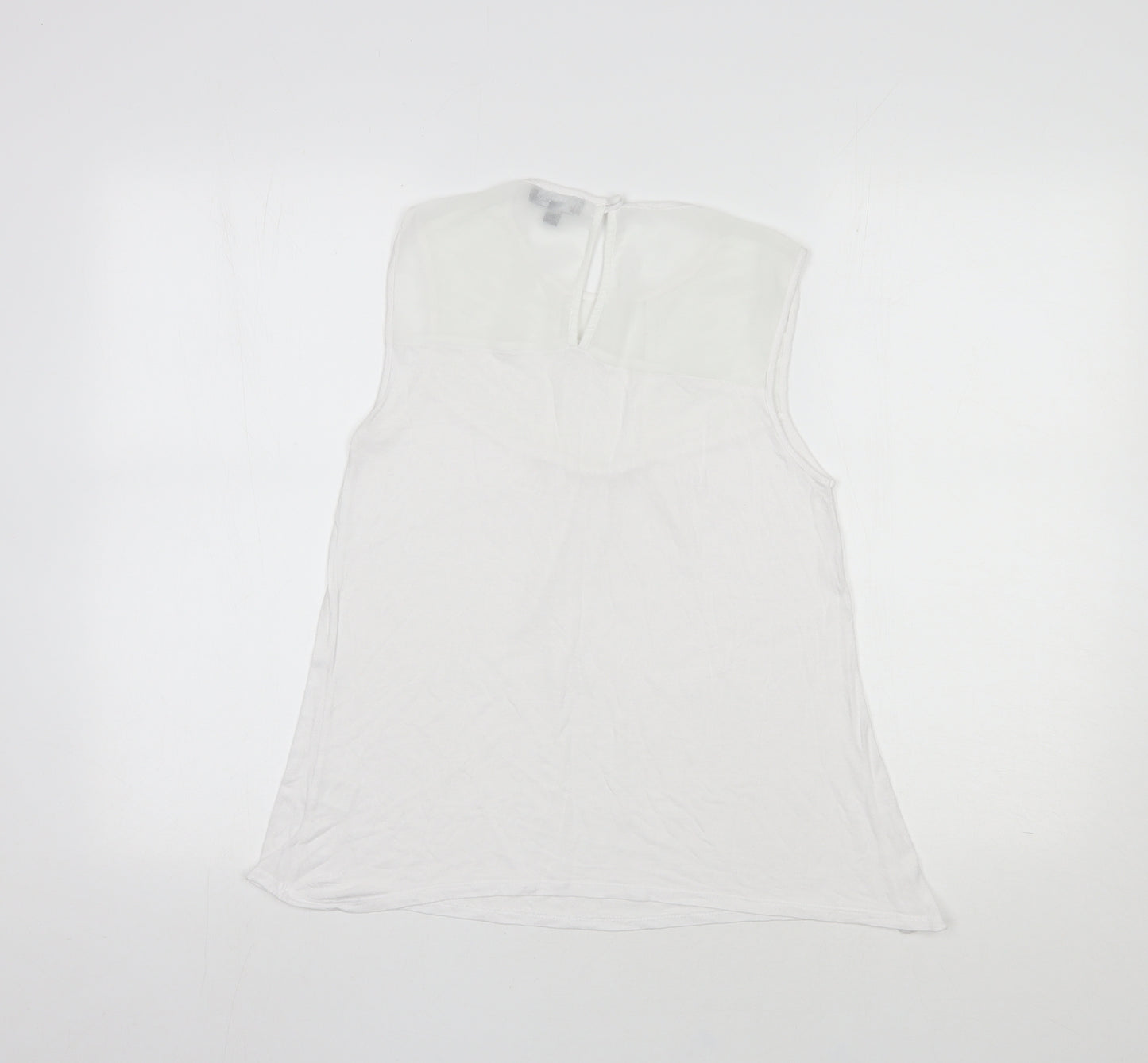 Warehouse Womens White  Viscose Basic Blouse Size 10 Round Neck