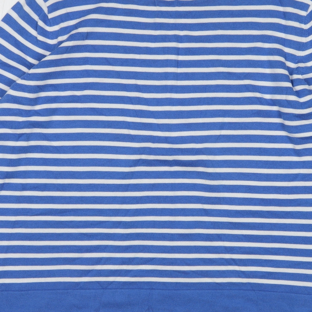 MYBC Womens Blue Striped 100% Cotton Pullover Sweatshirt Size 20  Pullover