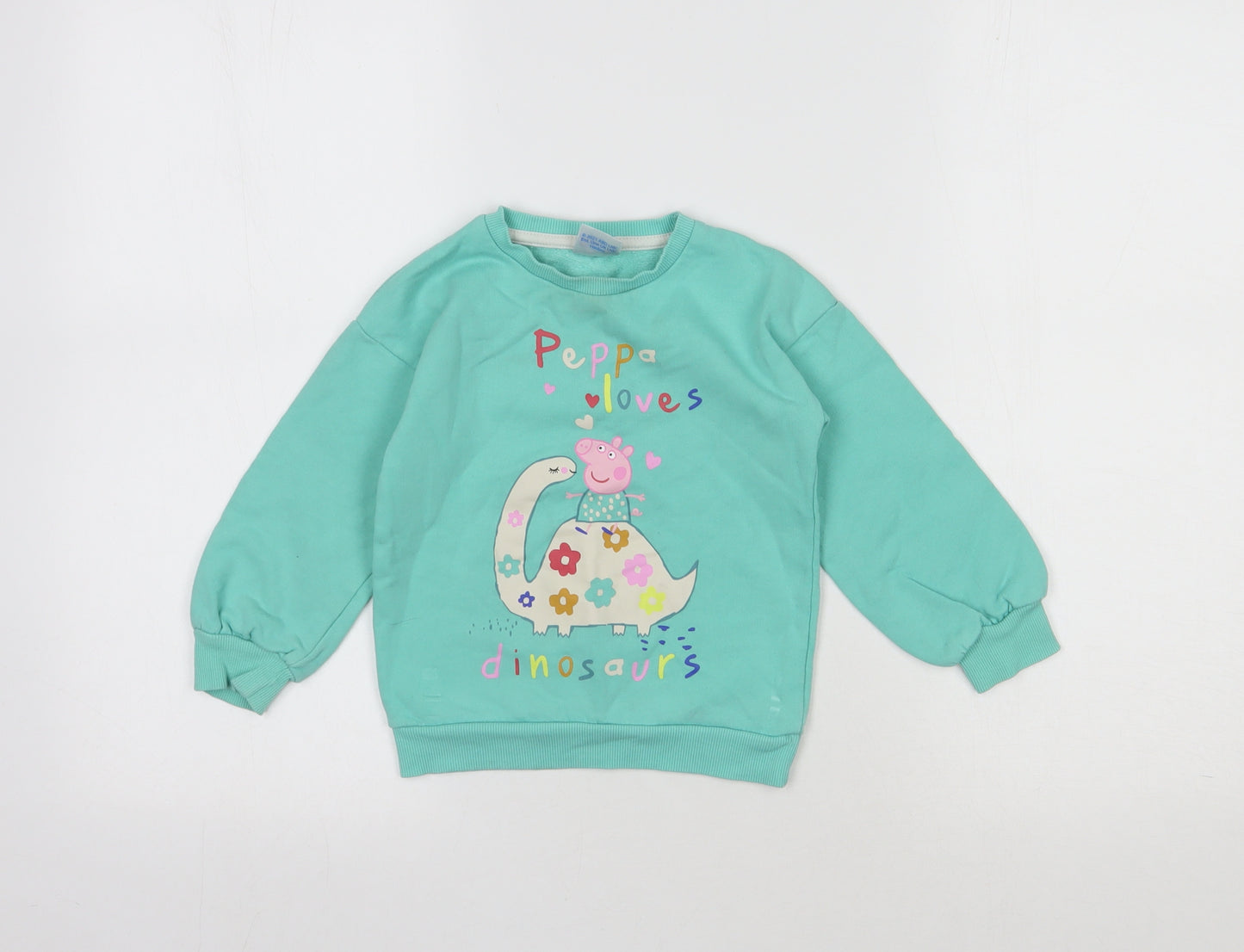 George Girls Green  Cotton Pullover Sweatshirt Size 3-4 Years  Pullover