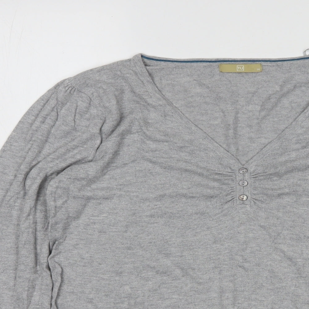 TU Womens Grey  Viscose Pullover Sweatshirt Size 14  Button