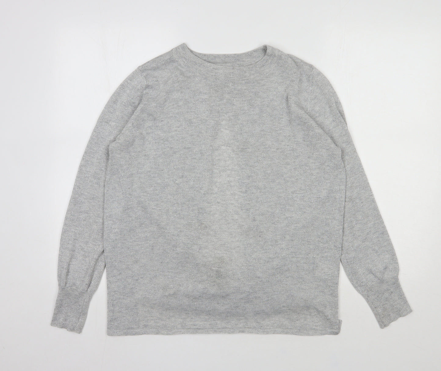 Oliver Bonas Womens Silver  Polyester Pullover Sweatshirt Size 12  Pullover