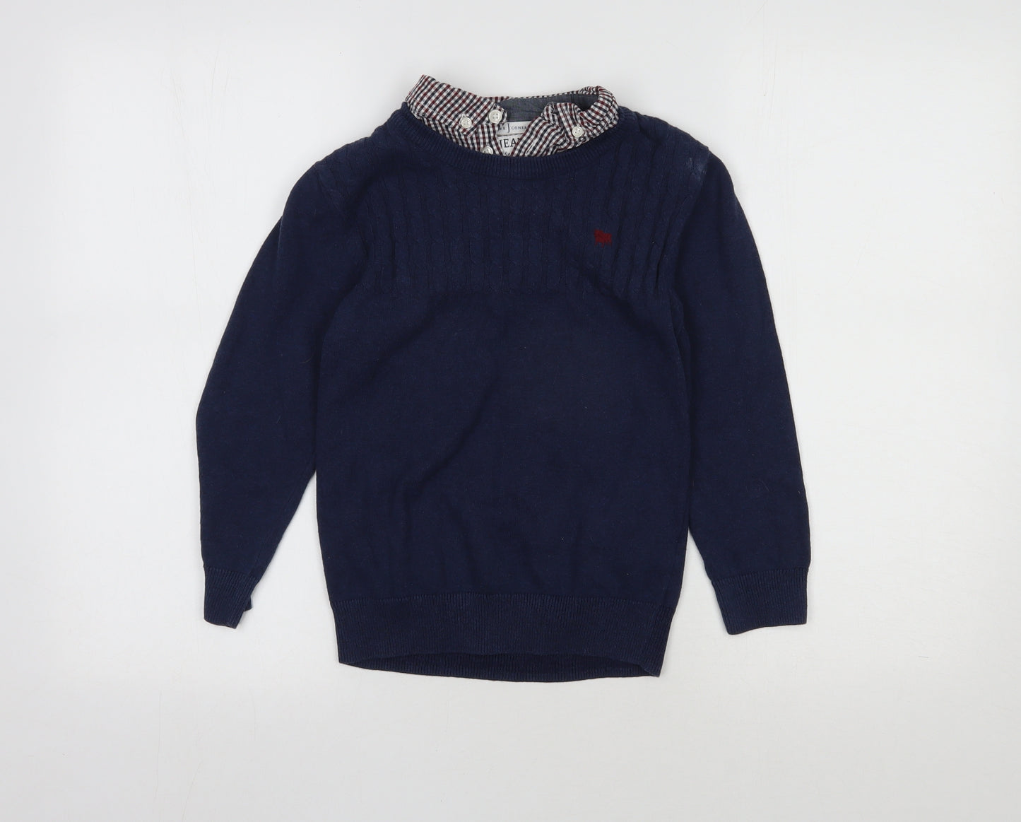 Jasper Conran Boys Blue Round Neck  100% Cotton Pullover Jumper Size 6-7 Years  Pullover