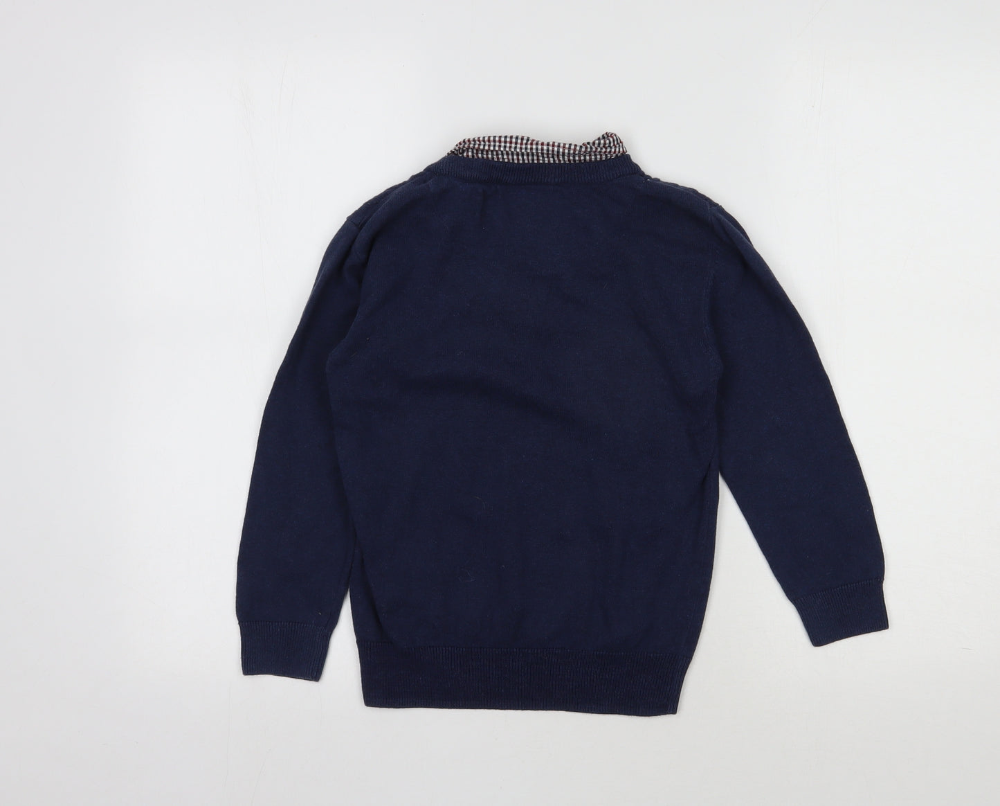 Jasper Conran Boys Blue Round Neck  100% Cotton Pullover Jumper Size 6-7 Years  Pullover