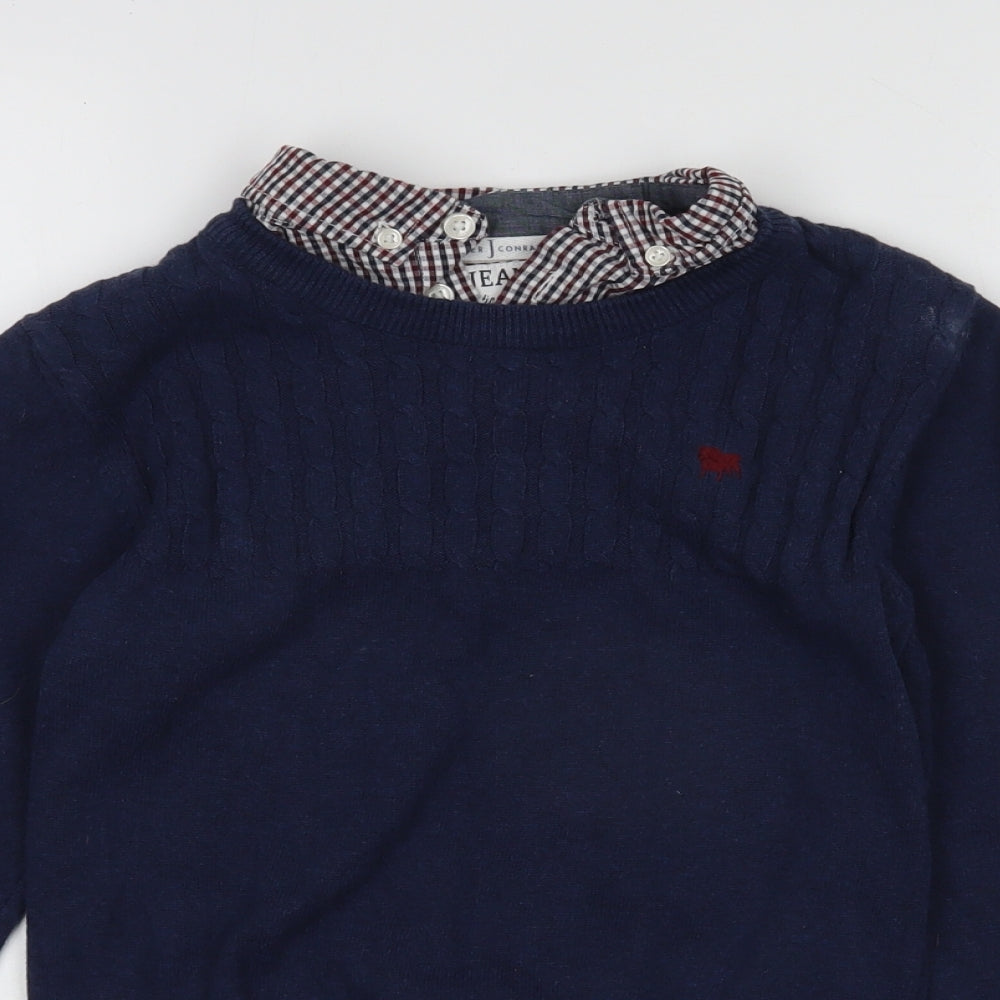 Jasper Conran Boys Blue Round Neck  100% Cotton Pullover Jumper Size 6-7 Years  Pullover