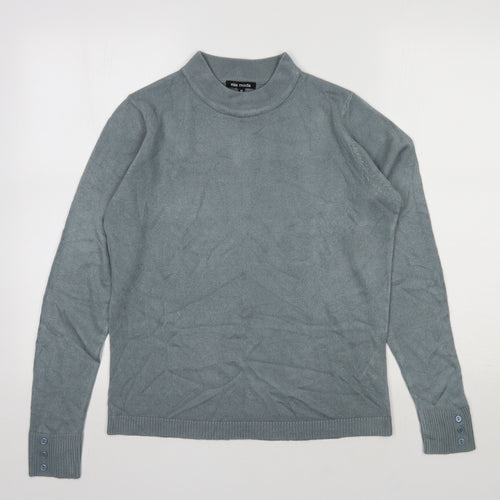 Mia Moda Womens Grey Round Neck  Acrylic Pullover Jumper Size M