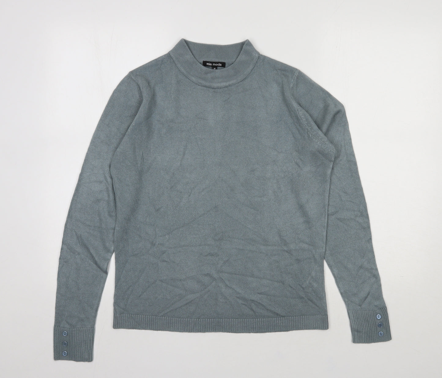 Mia Moda Womens Grey Round Neck  Acrylic Pullover Jumper Size M
