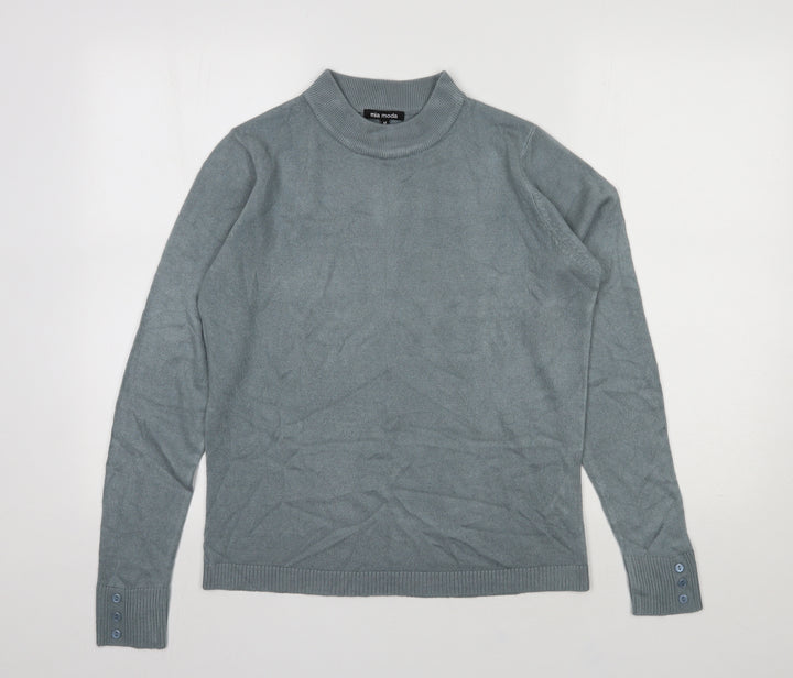 Mia Moda Womens Grey Round Neck  Acrylic Pullover Jumper Size M