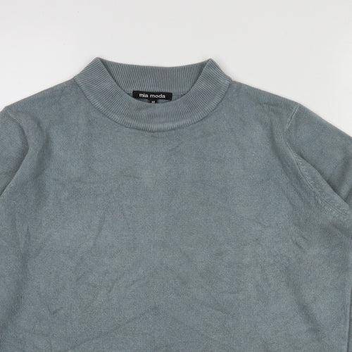 Mia Moda Womens Grey Round Neck  Acrylic Pullover Jumper Size M