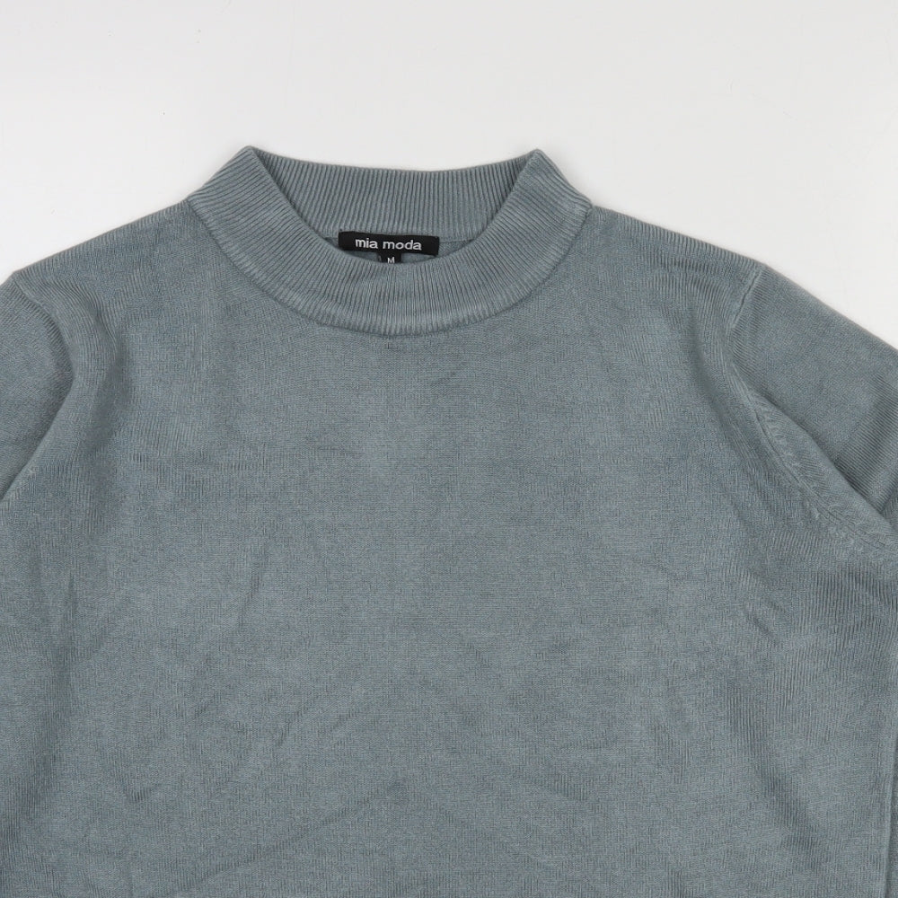 Mia Moda Womens Grey Round Neck  Acrylic Pullover Jumper Size M