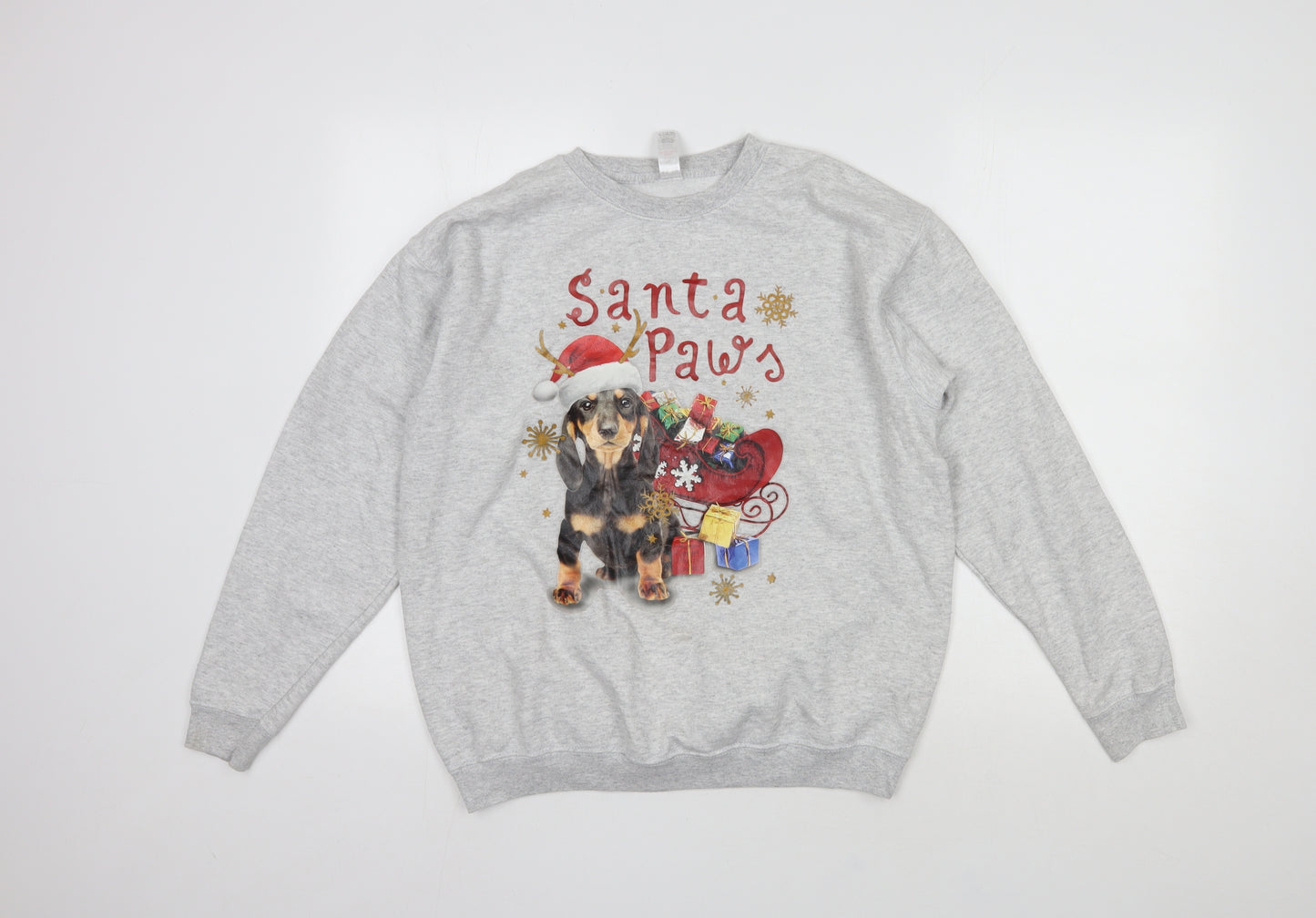 Preworn Girls Grey  Cotton Pullover Sweatshirt Size 13-14 Years  Pullover - Christmas Jumper