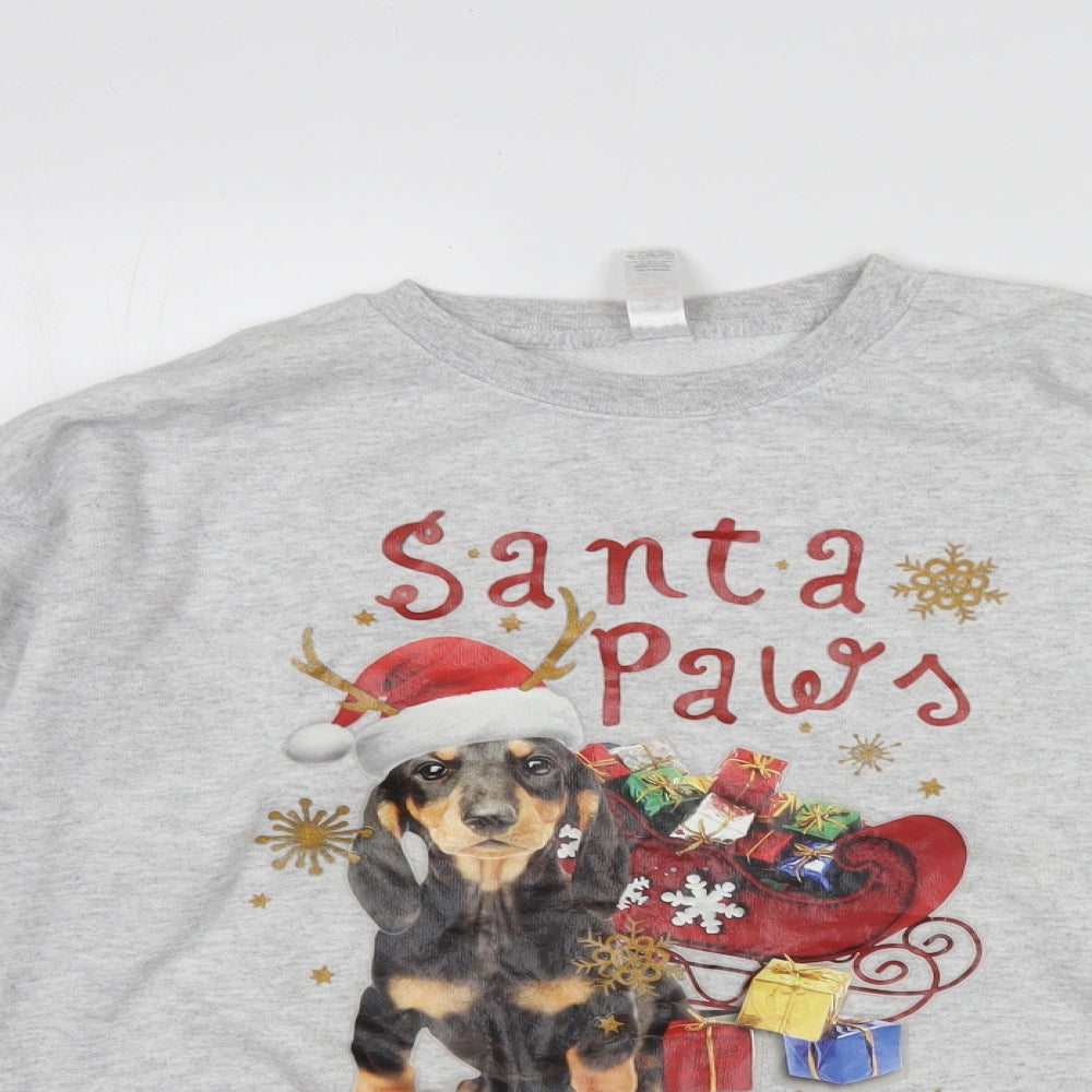 Preworn Girls Grey  Cotton Pullover Sweatshirt Size 13-14 Years  Pullover - Christmas Jumper