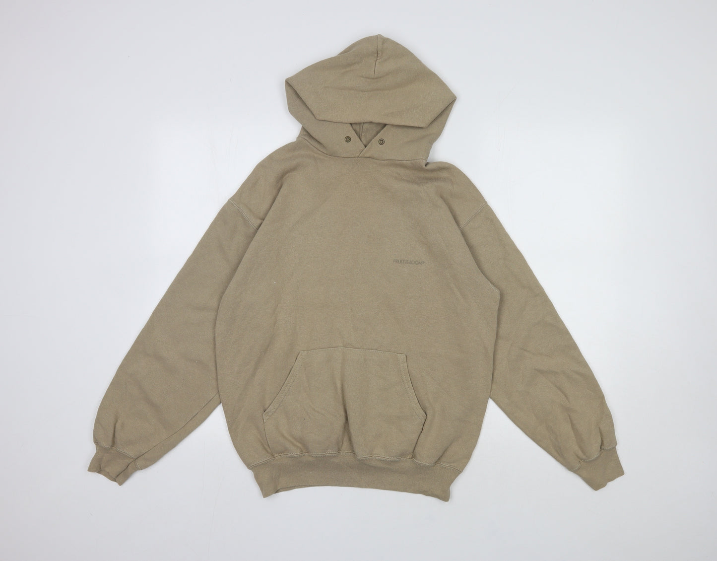 Fruit of the Loom Mens Beige  Cotton Pullover Hoodie Size S